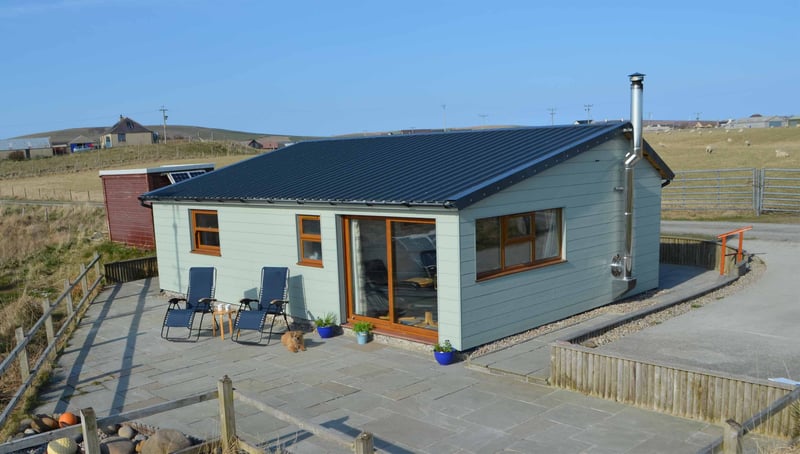 Small sustainable eco cottage in the countryside of the Orkney Islands, UK
