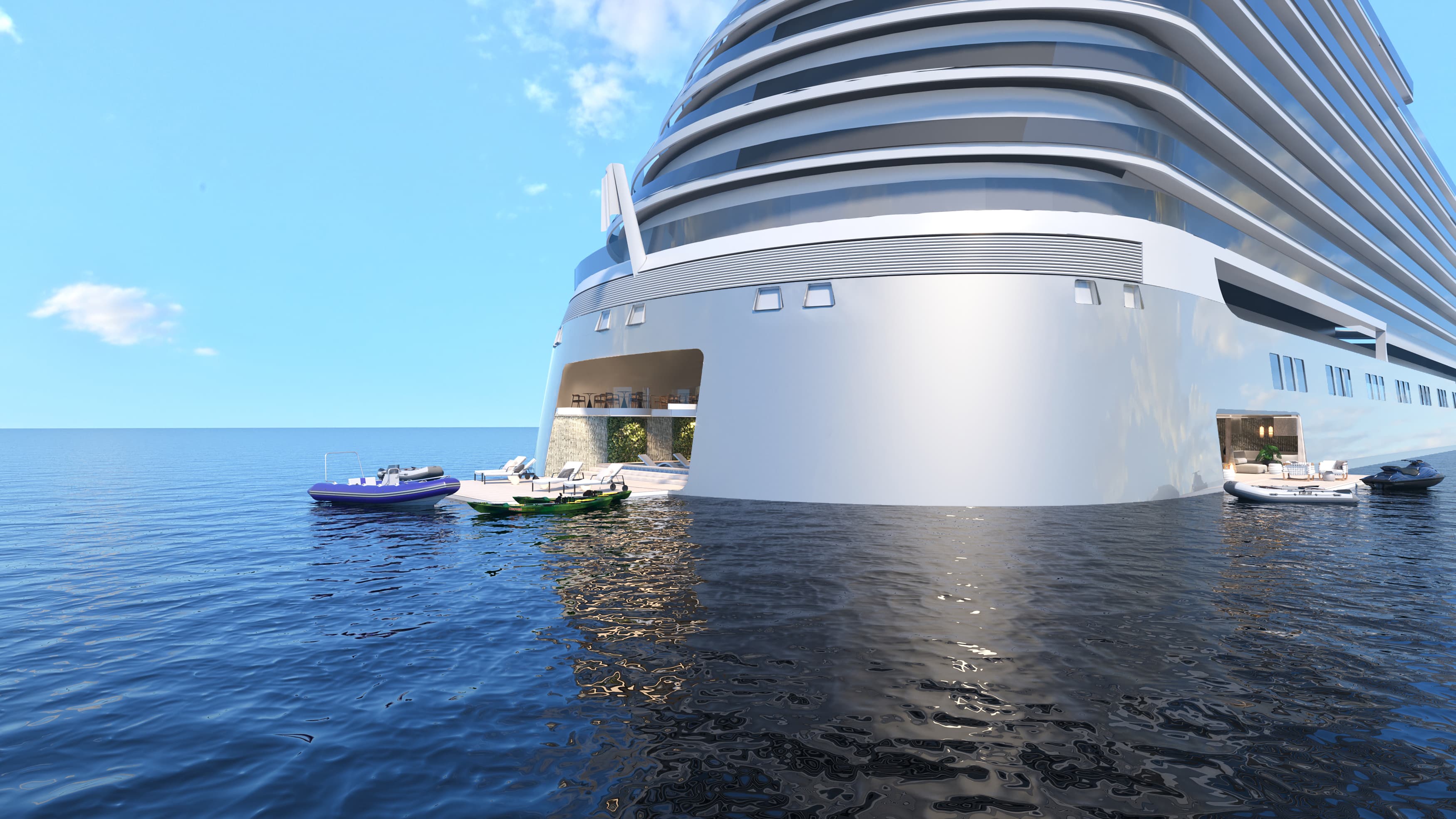 Fractional home ownership: Marina off the back of a residential cruise ship