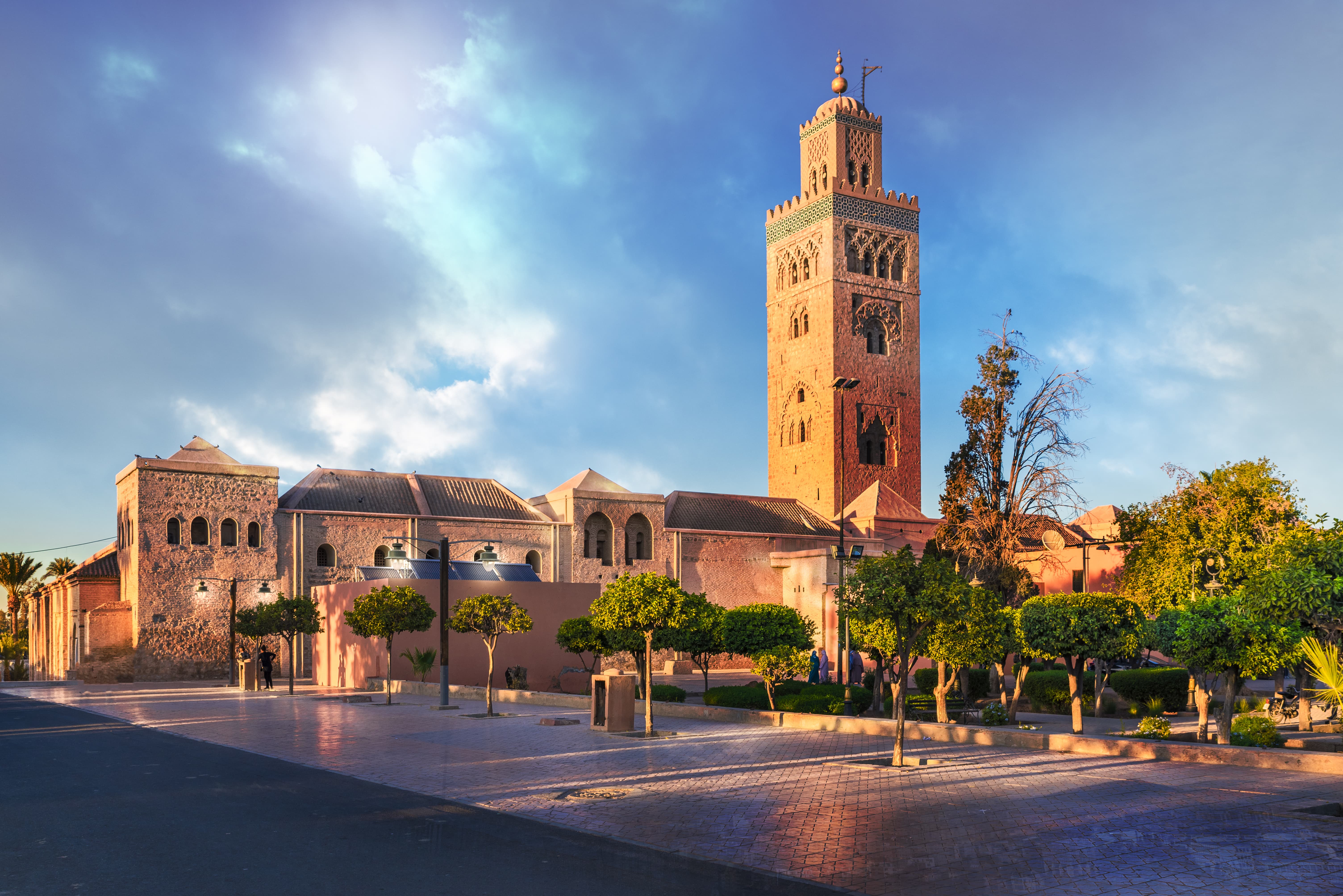 Beautiful sandstone tower in Marrakesh, Morocco