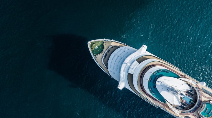 World Cruise ship birds eye view