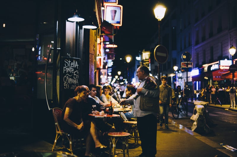 Diners eating out at a local restaurant supporting small business