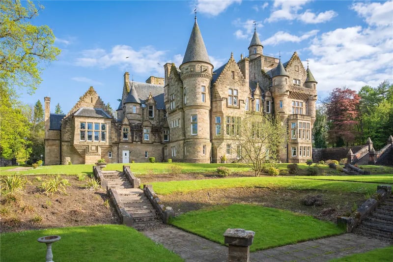 Aerial shot of Dollarbeg Castle on Airbnb