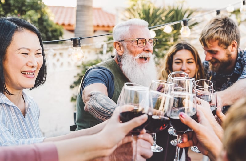 Group of friends enjoying the wine festival