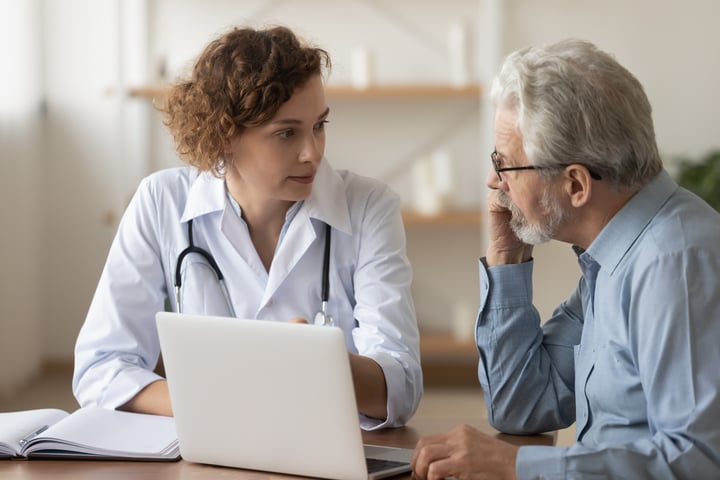 A doctor and patient consulting on a world cruise