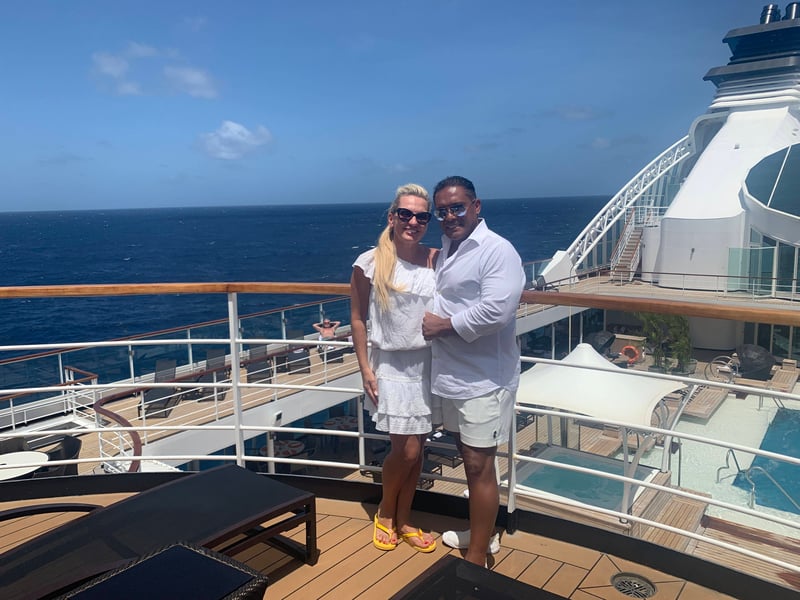 Lana and Ricky seen cruising as they travel around the world.