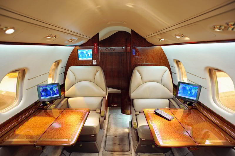 Interior of jet airplane