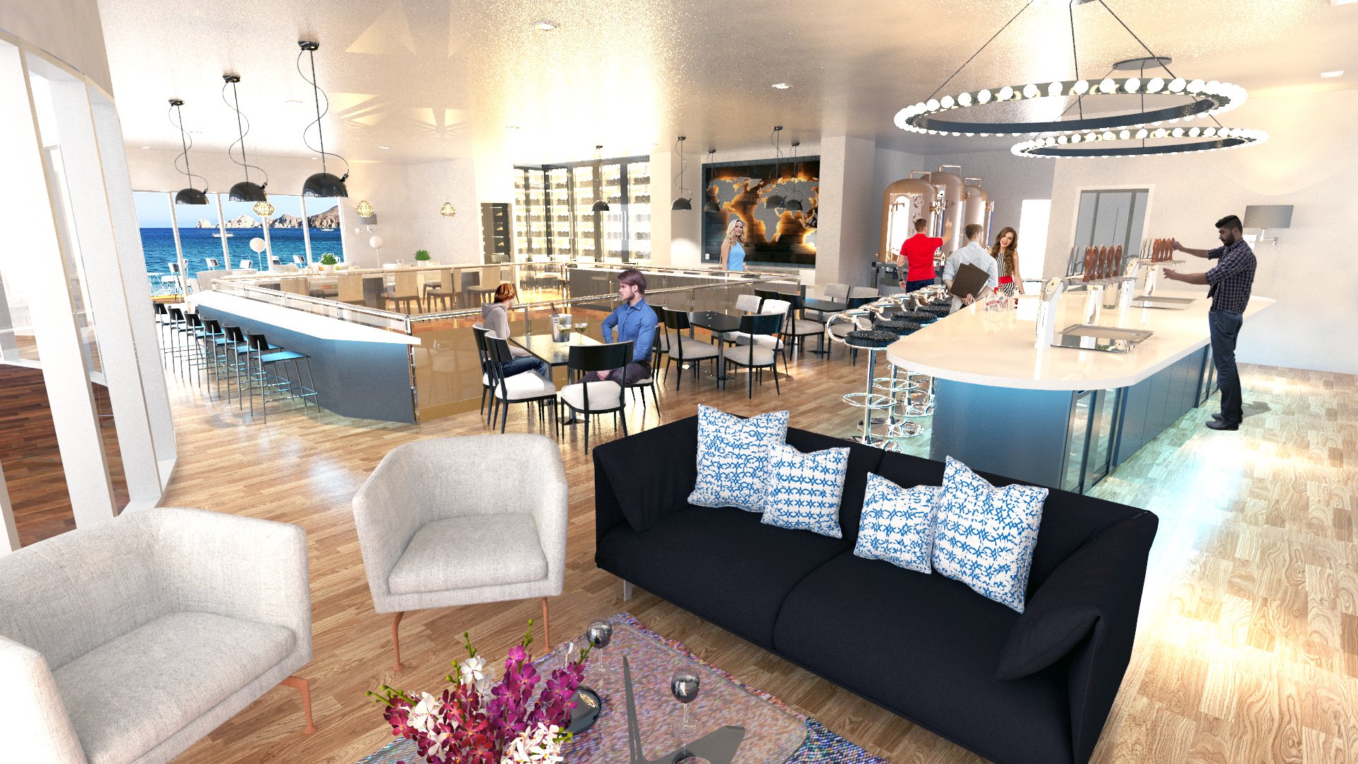 people in a lounge having a relaxing time