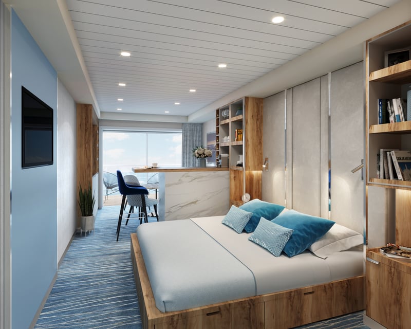 Studio apartment on a residential cruise ship that continuously travels the world 