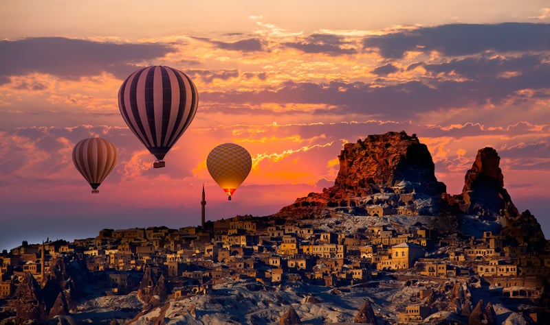 Famous hot air balloons in Turkey