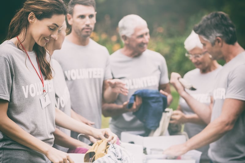 People coming together volunteering, a popular theme in the blue zone lifestyle
