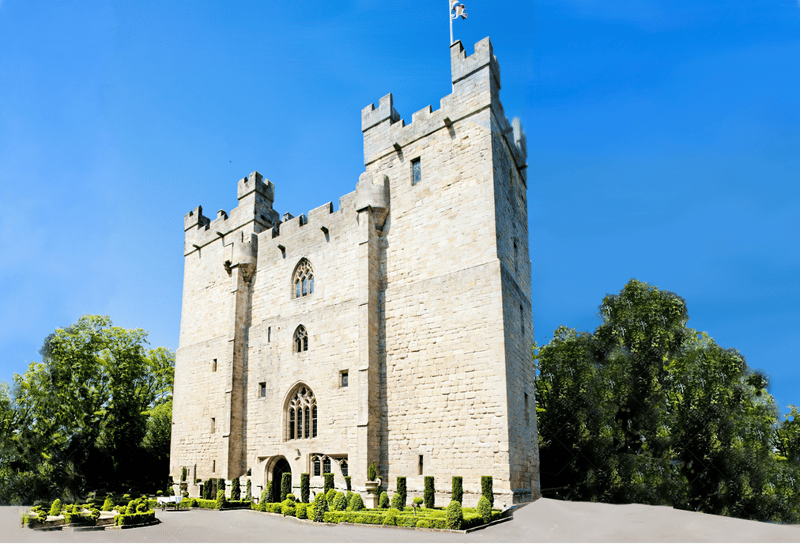 Exterior of Langley Castle hotel 